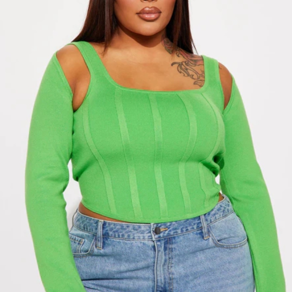 Fashion Nova Vibrant Green Knit Crop Top